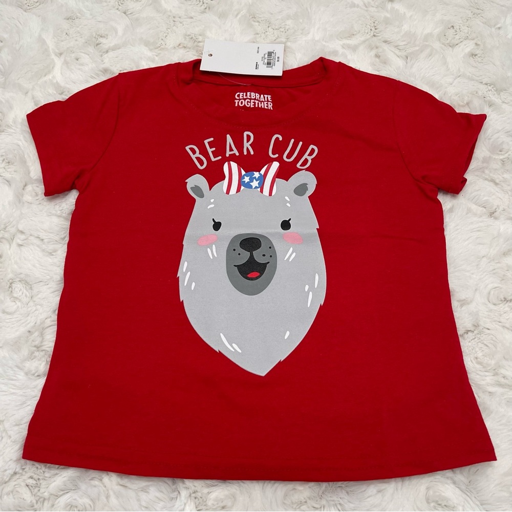 Toddler Girl Bear Cub Patriotic Graphic Tee-24m-NWT